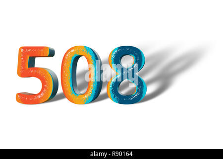 Numéro 508 3D cinq cent huit couleurs vives Banque D'Images