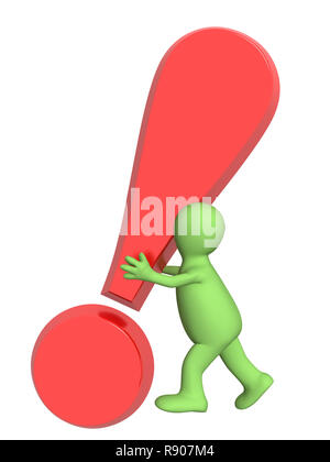 Marionnette avec point d'exclamation de couleur rouge Banque D'Images