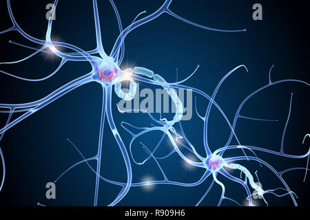 Anatomie des cellules nerveuses dans les détails. 3D illustration Banque D'Images