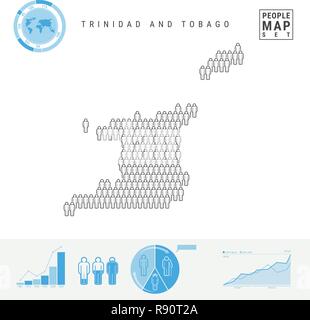 Trinité-et-Tobago Personnes Carte des Icônes. Silhouette vecteur stylisée. La croissance de la population et au vieillissement des infographies Illustration de Vecteur