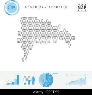 République dominicaine Personnes Carte des Icônes. Silhouette vecteur stylisée. La croissance de la population et au vieillissement des infographies Illustration de Vecteur