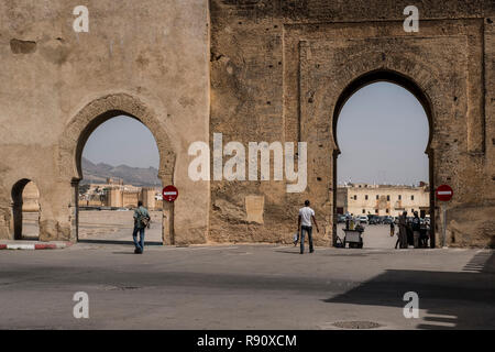 Fes, Maroc - 21 septembre 2017 Endroit : Bouldjoud et Bab Chems gate Banque D'Images