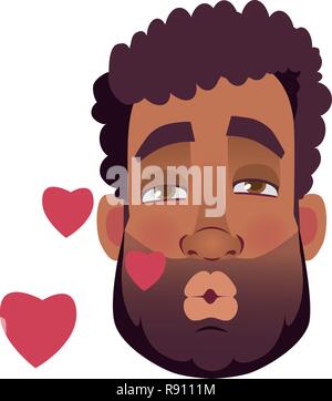 Face à l'homme africain. Blowing kiss man vector illustration Illustration de Vecteur