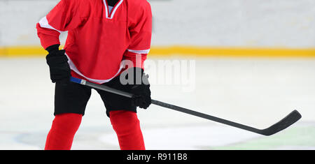 Close-up avec la rondelle pendant le jeu. Le hockey, sport d'hiver Banque D'Images