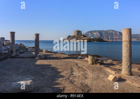 Island Kastri et ruines sur Kos, Grèce Banque D'Images