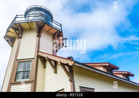 Gros plan détaillé du Point Cabrillo Light House près de Fort Bragg, en Californie, sur l'Océan Pacifique Banque D'Images