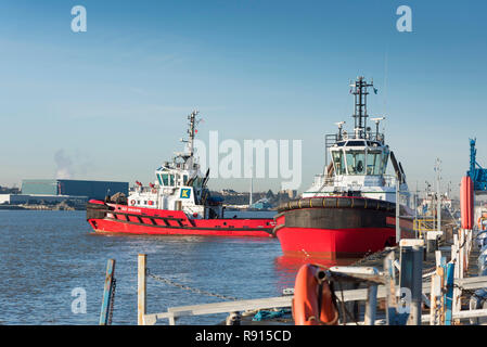 Voyage sur la Tamise. Le remorqueur Requin SD en fumant de la Tamise. Banque D'Images