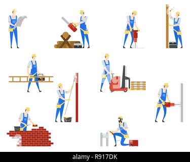 Les gens à builder professions. Travail et emploi Illustration de Vecteur