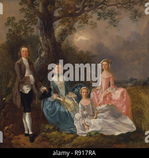 John et Ann Gravenor, avec leurs filles. Date/Période : Ca. 1754. La peinture. Huile sur toile. 90,2 × 90,2 × 35,5 cm (35,5 in). Auteur : Thomas Gainsborough. Banque D'Images
