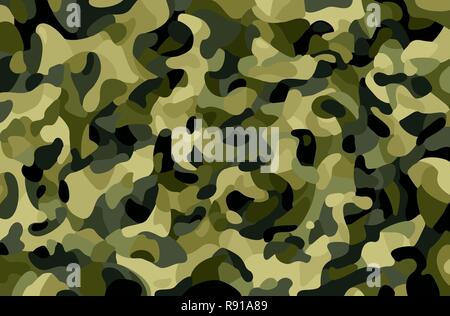 Arrière-plan de camouflage. Vert, brun, noir, olive forêt couleurs texture. Camo style à la mode. L'impression. Thème militaire. Vector illustration. Illustration de Vecteur