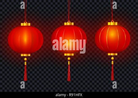 Chinois vecteur papier rouge lanterne rougeoyante Illustration de Vecteur