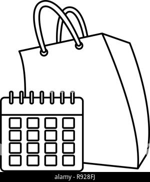 Sac shopping en ligne rappel calendrier vector illustration Illustration de Vecteur