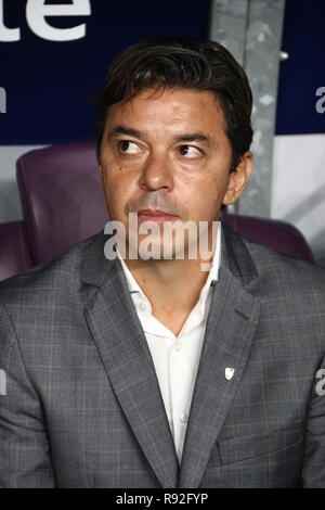 Al Ain, Émirats arabes unis. Dec 18, 2018. L'entraîneur de River Plate Marcelo Gallardo durant la Coupe du Monde de Football Club de football match demi-finale entre l'ÉMIRATS ARABES UNIS Al Ain FC et de l'Argentine de River Plate à Hazza Bin Zayed Stadium. Credit : Mohamed Flis/dpa/Alamy Live News Banque D'Images