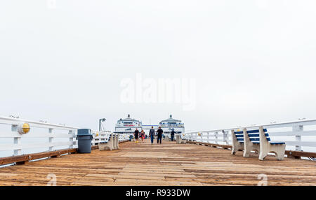 MALIBU, Californie, USA - 5 février 2018 : vue sur le café sur la jetée. L'espace de copie pour le texte Banque D'Images