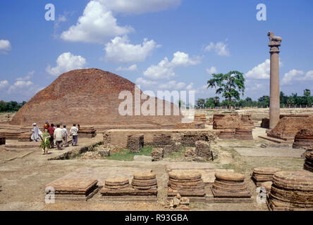 Pilier d'Ashoka, kolhua, vaishali, Bihar, Inde Banque D'Images