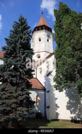 Tartlau église fortifiée, la plus grande église château en Transylvanie, l'église Sainte Croix de l'Ordre des Chevaliers teutoniques, UNESCO World Banque D'Images