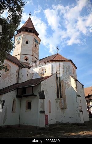 Tartlau église fortifiée, la plus grande église château en Transylvanie, l'église Sainte Croix de l'Ordre des Chevaliers teutoniques, UNESCO World Banque D'Images