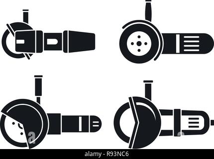 Icône de l'outil meuleuse angulaire définie. Simple jeu d'icônes vectorielles outil meuleuse angulaire pour la conception web sur fond blanc Illustration de Vecteur