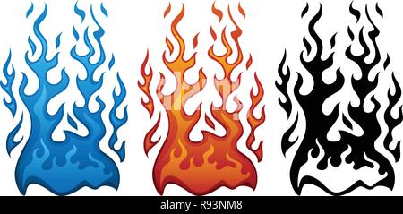 Illustration Vecteur de feu en Rouge Bleu et Noir flammes Illustration de Vecteur