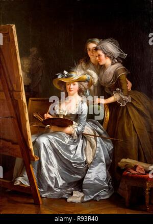 Autoportrait avec deux élèves, 1785, huile sur toile, 210,8 x 151,1 cm,. Musée : METROPOLITAN MUSEUM OF ART. Auteur : ADÉLAÏDE LABILLE-GUIARD,. Adélaïde Labille-Guiard. Banque D'Images