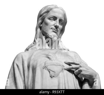 Jésus Christ Statue isolated over white background with clipping path. Banque D'Images