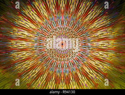 Couleurs jaune, vert et orange motif de cercles kaléidoscope Banque D'Images