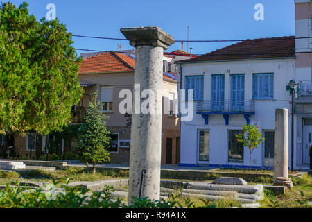 Objets archéologiques dans l'ancienne Agora à Thassos, l'île de Thassos, Grèce Banque D'Images