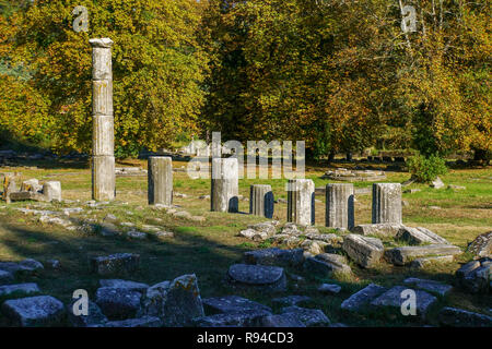 Objets archéologiques dans l'ancienne Agora à Thassos, l'île de Thassos, Grèce Banque D'Images