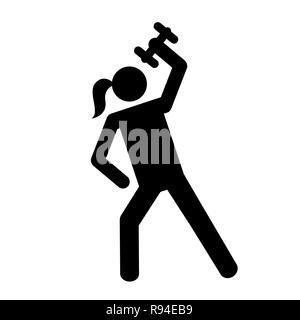 Femme avec pictogramme d'Haltères fitness EPS10 vector illustration Illustration de Vecteur