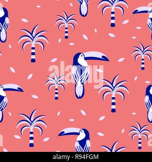 Toucan et palmiers motif transparente pour le tissu d'impression à la mode. Illustration de Vecteur