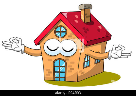 Fanny Cartoon Happy house isolated on white Banque D'Images