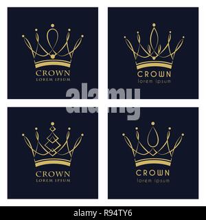 La couronne royale Vintage Logo King Queen abstract vector design logo modèle. Vecteur, illustration, eps 10. Illustration de Vecteur