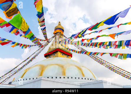 Stupa Boudhanath à Katmandou, au Népal. Stupa de Boudha stupa bouddhiste est l'un des plus grands stupas dans le monde Banque D'Images