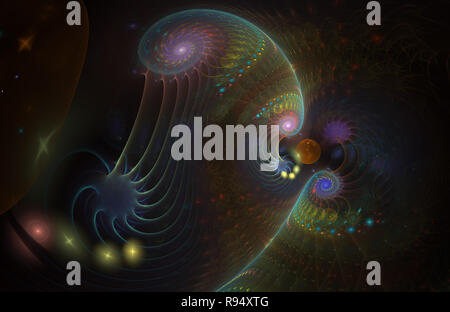 Belle couleur forme d'une galaxie spirale tornade dans l'espace lointain. Résumé de la couverture lumineuse. Graphique de l'oeuvre numérique magie astrologie. Genres d'ordinateur Banque D'Images