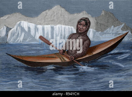 Eskimo. Gravure, 19ème siècle. Banque D'Images