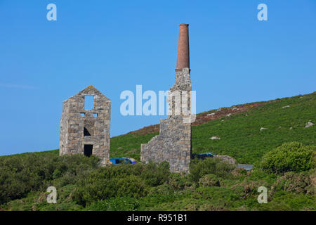 Les ruines de Carn Galver, on considère comme faisant partie de l'étain, Galva Carn (mine), près de Zennor, Cornwall, England, UK. Banque D'Images