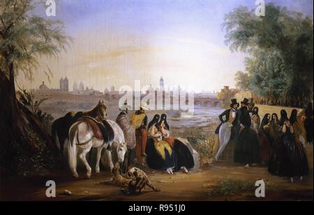 Johann Moritz Rugendas (1802-1858). Peintre allemand. Avis de Lima avec mesdames et messieurs en vous promenant le long de la rivière Limac, 1843. Baring Brothers & Co. Banque D'Images