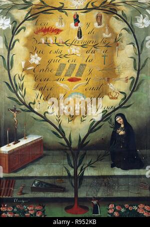 Saint Mary Ann de Jésus de Paredes (1618-1645). Saint catholique romain. Peinture d'Hernando de la Cruz (1592-1646). Aurelio Espinosa Polit Bibliothèque du Musée. Quito. L'Équateur. Banque D'Images