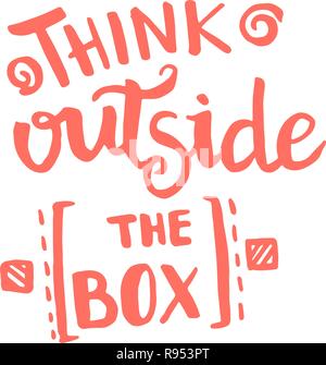 Penser en dehors de l'écriture de calligraphie de monogramme. Expression graphique de l'affiche conception. Noir et blanc Encre gravée l'art. Illustration de Vecteur