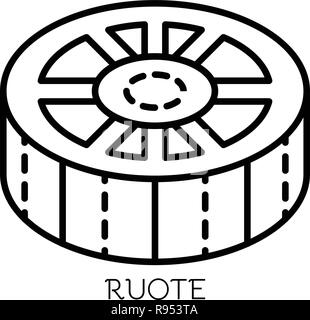 Pâtes Ruote, icône de style contour Illustration de Vecteur