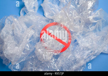 Dire non aux sacs en plastique, recycler et utilisé Problème plastique Concept Banque D'Images