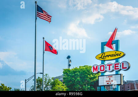 Un panneau à l'entrée de la Lorraine Motel dit, "J'ai un rêve", 7 septembre 2015, à Memphis, Tennessee. Le Dr Martin Luther King a été tué là. Banque D'Images