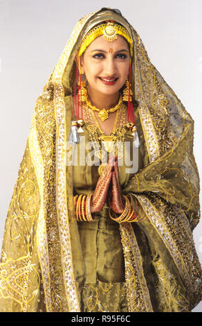 Kashmiri Bride, robe de mariage, robes de mariage, namaste, bienvenue, salutations, Inde Banque D'Images