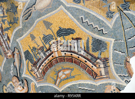 Mosaïque romaine (c3rd-c4e) de l'île de Naxos dans la mer Égée en Grèce à partir de l'ancienne ville romaine de Haïdra Ammaedara Tunisie Banque D'Images