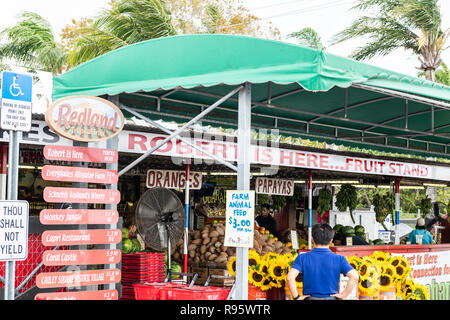 Homestead, USA - 2 mai 2018 : Robert est ici stand de fruits, magasin, boutique de produits exotiques, rares, locaux cultivés localement, des fruits tropicaux, des légumes par road w Banque D'Images