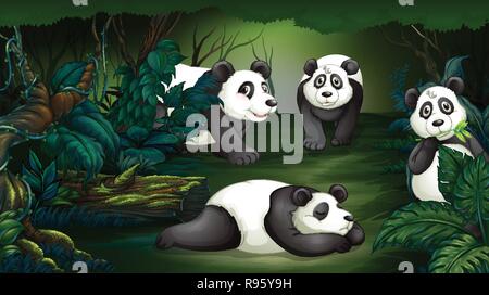 Panda dans forêt sombre illustration Illustration de Vecteur