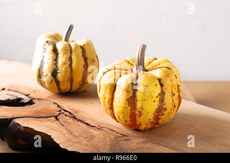 L'alimentation saine bio au concept dumpling citrouille courge sur bois avec copie espace Banque D'Images