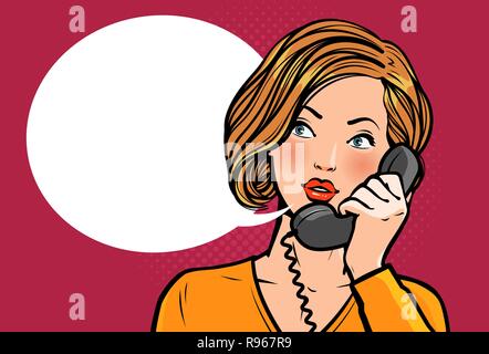 Jeune fille ou jeune femme parlant au téléphone. Conversation téléphonique. Vector illustration Illustration de Vecteur