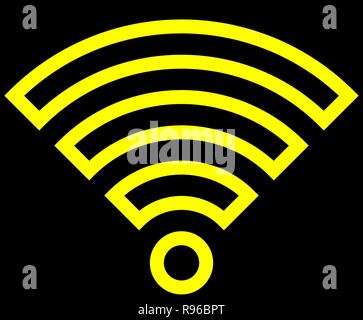 Icône Symbole Wifi - jaune décrites, isolé - vector illustration Illustration de Vecteur