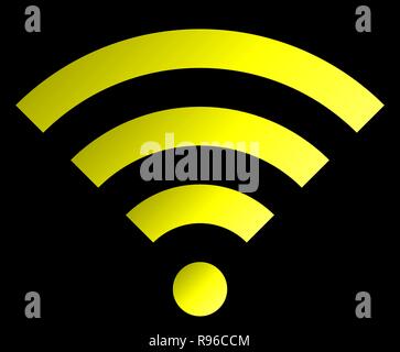 Connexion Wi-Fi au réseau local l'icône symbole jaune - gradient simple, isolée - vector illustration Illustration de Vecteur